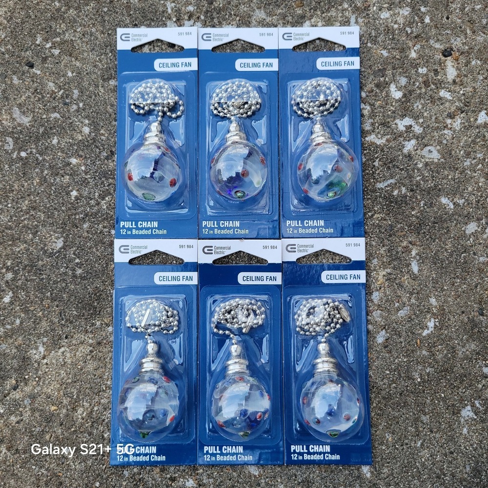 Lot Commercial Electric Ceiling Fan Pull Chain 12" Beaded Chain Clear Ball Bulk